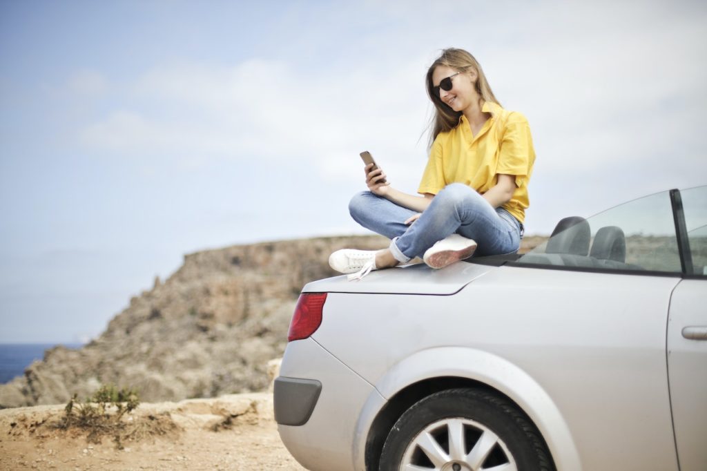 woman on car