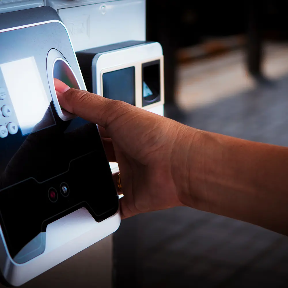 thumb on a finger print scanner
