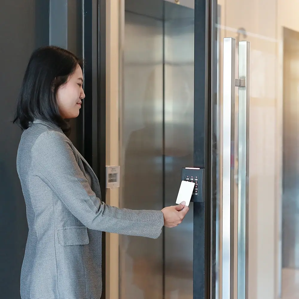 why-choose-ald woman using card control entrance